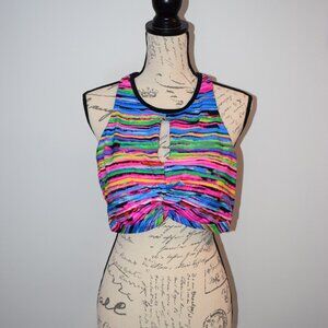 Zelos multi colored razer back swim top XL